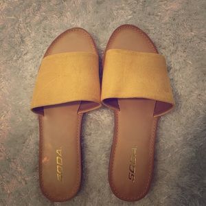 Mustard yellow flat sandals